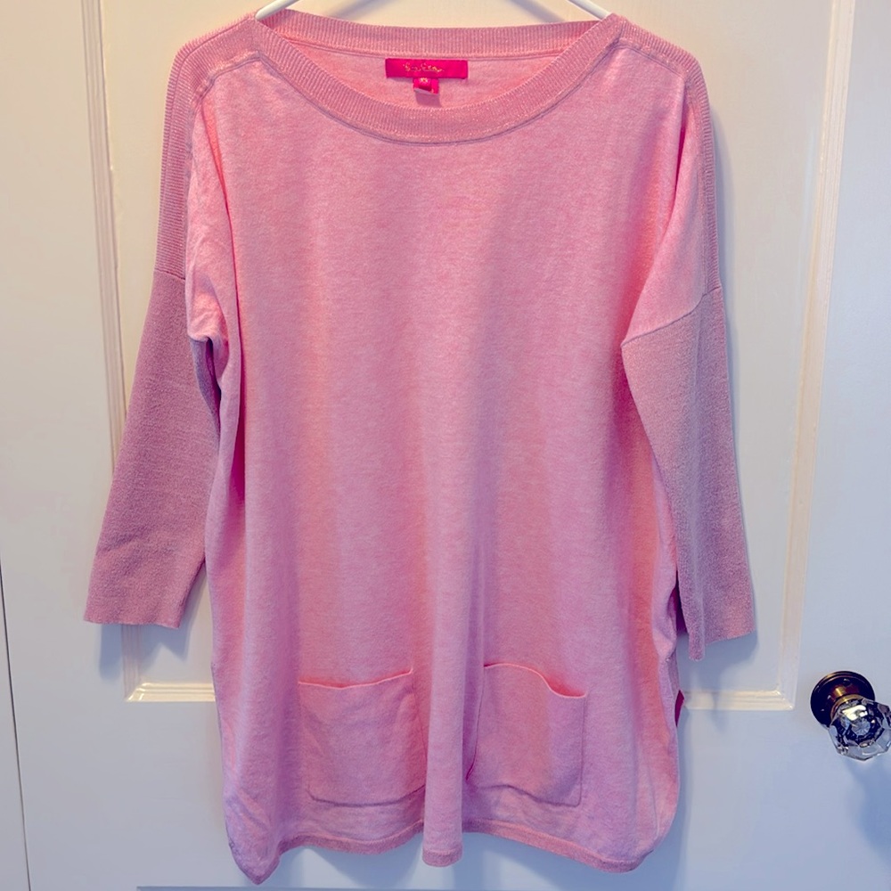 Lilly Pulitzer Cobo Sweater. Color- Heathered Pink Tropics